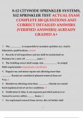 S-12 CITYWIDE SPRINKLER SYSTEMS&comma; S12 SPRINKLER TEST ACTUAL EXAM COMPLETE 200 QUESTIONS AND ANSWERS 2024 VERIFIED AND GRADED A&plus;
