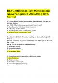 BLS Certification Test Questions and Answers, Updated 2024/2025 | 100% Correct