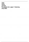 AQA GCSE German foundation tier paper 1 listening May 2023