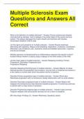 Multiple Sclerosis Exam Questions and Answers All Correct