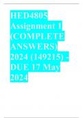 HED4805 Assignment 1 (COMPLETE ANSWERS) 2024 (149215) - DUE 17 May 2024