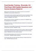 Food Handler Training - Riverside&comma; CA  Final Exam 2024 Update Questions and  Correct Answers Rated A&plus;