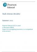 Pearson Edexcel GCE A Level Business paper 3&lpar;9BS0&sol;03&colon;Investigating business in a competitive environment&rpar;Mark scheme for June 2023