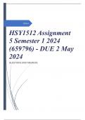 HSY1512 Assignment 5 Semester 1 2024 (659796) - DUE 2 May 2024