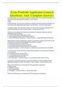 Texas Pesticide Applicator General Questions  And   Answers
