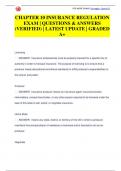 CHAPTER 10 INSURANCE REGULATION  EXAM &vert; QUESTIONS & ANSWERS  &lpar;VERIFIED&rpar; &vert; LATEST UPDATE &vert; GRADED  A&plus;