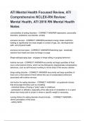 ATI Mental Health Focused Review, ATI Comprehensive NCLEX-RN Review_ Mental Health, ATI 2016 RN Mental Heal