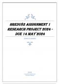 HREDU82 Assignment 1 RESEARCH PROJECT 2024 - DUE 14 May 2024