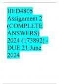 HED4805 Assignment 2 (COMPLETE ANSWERS) 2024 (173892) - DUE 21 June 2024