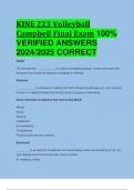 KINE 223 Volleyball Campbell Final Exam 100%  VERIFIED ANSWERS  2024/2025 CORRECT