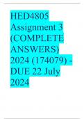 HED4805 Assignment 3 (COMPLETE ANSWERS) 2024 (174079) - DUE 22 July 2024