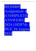 HED4805 Assignment 4 (COMPLETE ANSWERS) 2024 (182074) - DUE 26 August 2024