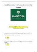 MANCOSA Digital Transformation in the Business Environment KCQs