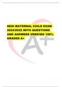 HESI MATERNAL CHILD EXAM 2024/2025 WITH QUESTIONS AND ANSWERS VERIFIED 100% GRADED A+ 