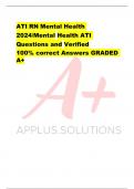 ATI RN Mental Health 2024/Mental Health ATI Questions and Verified 100% correct Answers GRADED A+
