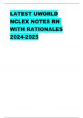 LATEST UWORLD NCLEX NOTES RN WITH RATIONALES 2024-2025