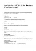 Oral Pathology DHY 330 Review Questions (Final Exam Review) Questions And Answers