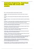Automotive Engineering - Final Exam Study Guide with correct 100&percnt; answers 2024&period;