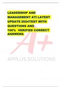 LEADERSHIP AND MANAGEMENT ATI LATEST UPDATE 2024 TEST WITH QUESTIONS AND 100% VERIFIED CORRECT ANSWERS.