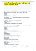 Auto Final Sem&period; 1 exam with correct 100&percnt; answers 2024