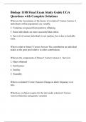 Biology 1108 Final Exam Study Guide UGA Questions with Complete Solutions