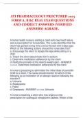 ATI PHARMACOLOGY PROCTORED 2023 FORM A, B &C REAL EXAM QUESTIONS AND CORRECT ANSWERS (VERIFIED ANSWERS) AGRADE.