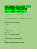 BEST ANSWERS Millwright level one 100%  VERIFIED ANSWERS  2024/2025 CORRECT