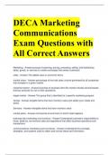 DECA Marketing Communications Exam Questions with All Correct Answers 