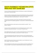  EXCPT PHARMACY TECHNICIAN (CPHT) PRACTICE TEST EXAM 2024 