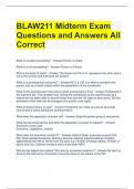 BLAW211 Midterm Exam Questions and Answers All Correct 