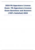 2024 PA Appraisers License Exam COMPLETE QUESTIONS WITH CORRECT ANSWERS 