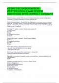 CBSPD DECONTAMINATION - CERTIFICATION EXAM REVIEW QUESTIONS WITH CORRECT ANSWERS