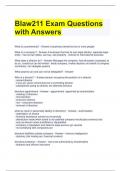 Blaw211 Exam Questions with Answers 