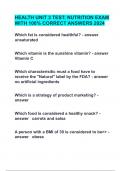 HEALTH UNIT 3 TEST NUTRITION EXAM WITH 100&percnt; CORRECT ANSWERS 2024&period;