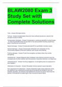 BLAW2080 Exam 3 Study Set with Complete Solutions