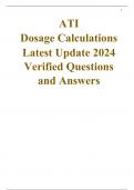 ATI  Dosage Calculations  Latest Update 2024 Verified Questions and Answers