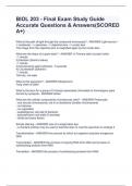 BIOL 203 - Final Exam Study Guide Accurate Questions & Answers(SCORED A+)