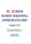 2022 - 2023 HESI OB Maternity Version 1 &lpar;V1&rpar; Exit Exam &lpar;All 55 Qs&rpar; TB w&sol;Pics Included&excl;&excl; A&plus;&plus; &vert; 