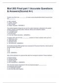 Biol 203 Final part 1 Accurate Questions & Answers(Scored A+)
