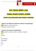 IVY TECH APHY 101 FINAL Exam LATEST QUESTIONS AND CORRECT ANSWERS