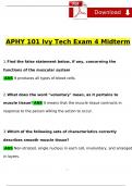 APHY 101 Ivy Tech Exam 4 100% Question and Answers