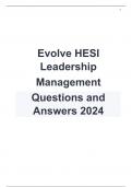 Evolve HESI Leadership/ Management Questions and Answers 2024