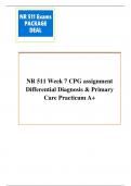NR 511 Week 7 CPG assignment Differential Diagnosis & Primary  Care Practicum A+