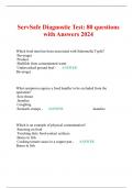 ServSafe Diagnostic Test: 80 questions with Answers 2024