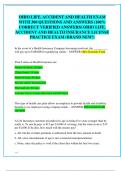 OHIO LIFE&comma; ACCIDENT AND HEALTH EXAM  WITH 300 QUESTIONS AND ANSWERS &lpar;100&percnt;  CORRECT VERIFIED ANSWERS&sol; OHIO LIFE&comma;  ACCIDENT AND HEALTH INSURANCE LICENSE  PRACTICE EXAM &lpar;BRAND NEW&excl;&rpar;