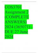 COS3701 Assignment 2 (COMPLETE ANSWERS) 2024 (365071) - DUE 27 June 2024
