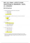 BIO 101 FINAL LATEST EXAM QUESTIONS & ANSWERS- 100% A+ GRADED