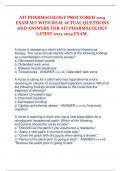 ATI PHARMACOLOGY PROCTORED 2019  EXAM SET WITH REAL ACTUAL QUESTIONS  AND ANSWERS FOR ATI PHARMACOLOGY  LATEST 2023-2024 EXAM.