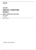 AQA      GCSE ENGLISH LITERATURE 8702/2  	Paper 2 Modern texts and poetry	 Mark scheme June 2023