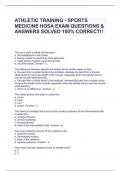 ATHLETIC TRAINING - SPORTS MEDICINE HOSA EXAM QUESTIONS & ANSWERS SOLVED 100% CORRECT!!